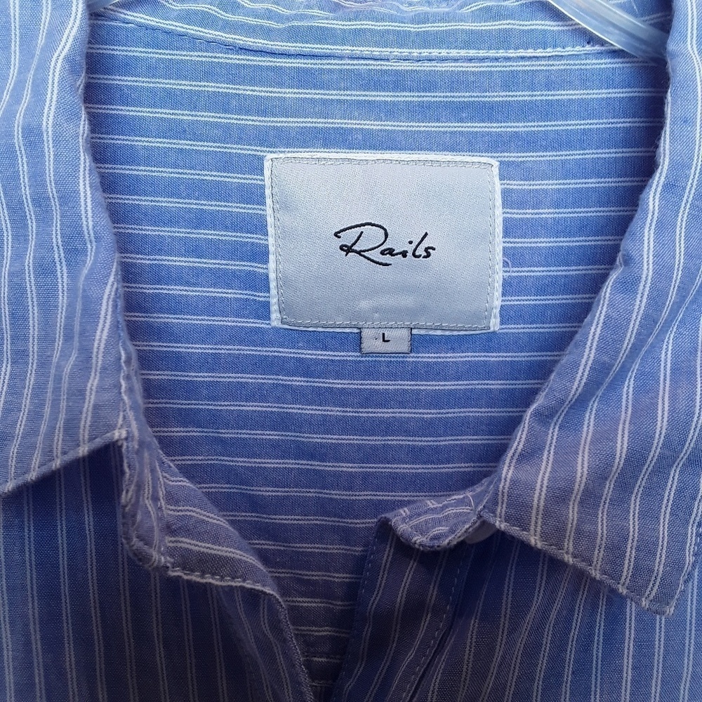 Rails | Striped Ruffle Sleeve Button Down Blouse - image 4